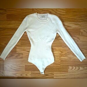 Abercrombie & Fitch White Ribbed Long Sleeve Bodysuit  Sweater XS